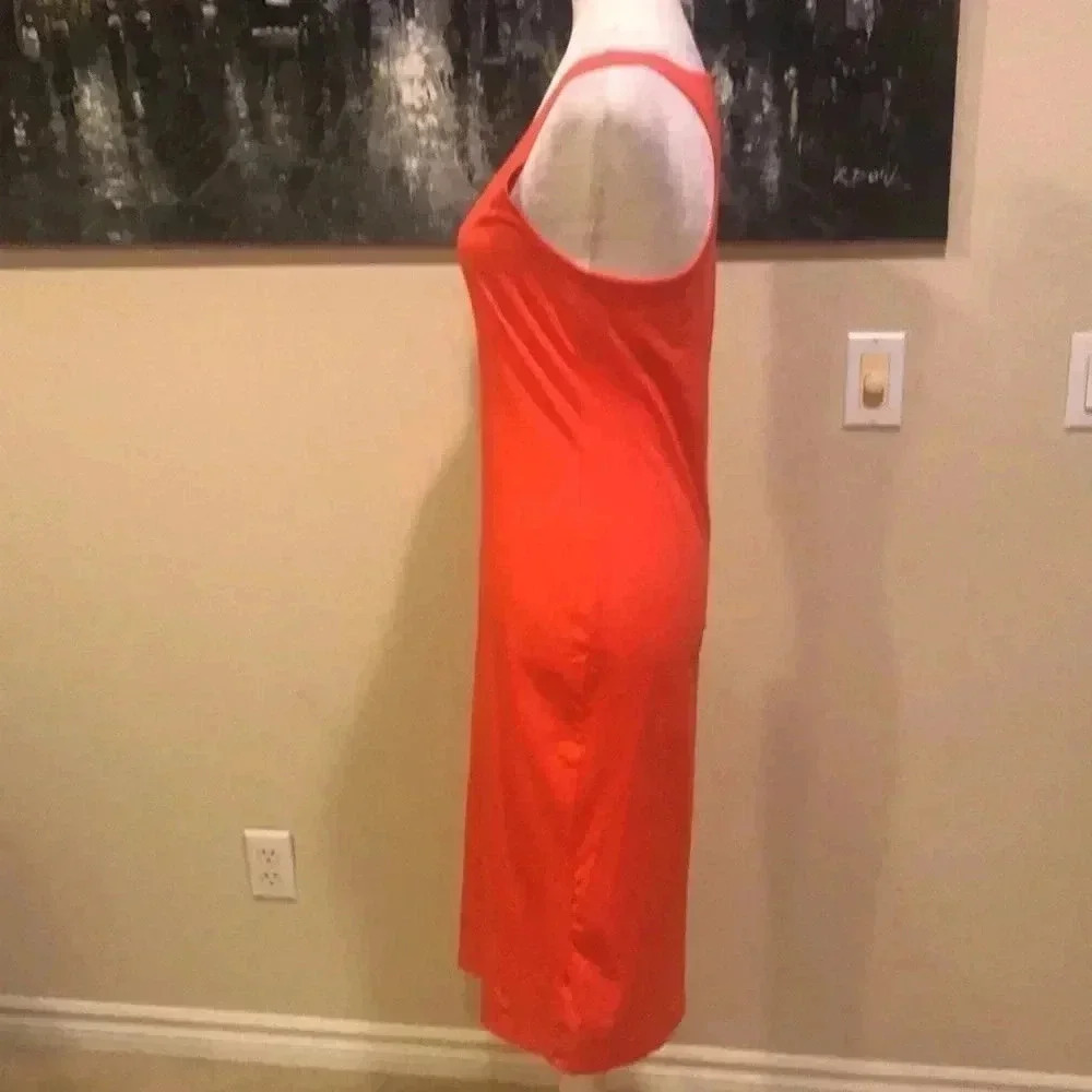 Popular Basics Orange Razor Back Midi Bodycon Dress-Size XL - Picture 4 of 8